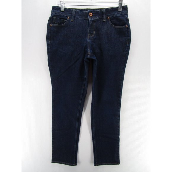 Lands End Jeans 4 Straight Mid Rise Denim Dark Wash Preppy Cotton - Picture 1 of 9